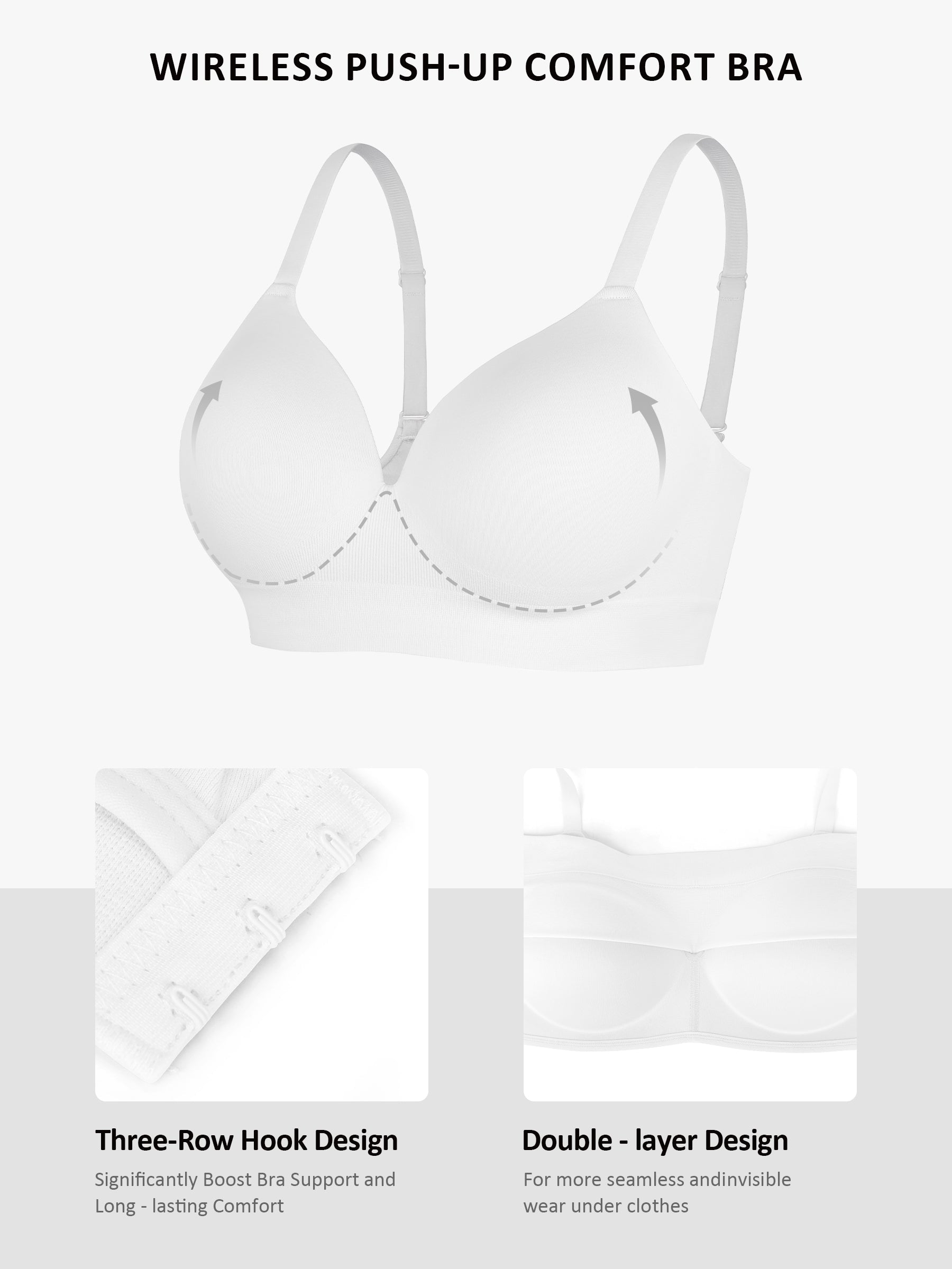 Wireless Push-Up Seamless Comfort Full Coverage Bra