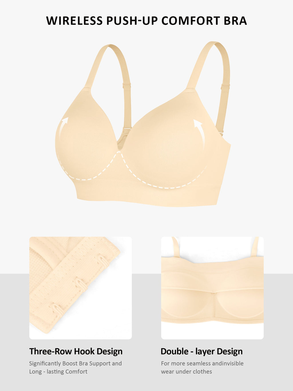 Wireless Push-Up Seamless Comfort Full Coverage Bra