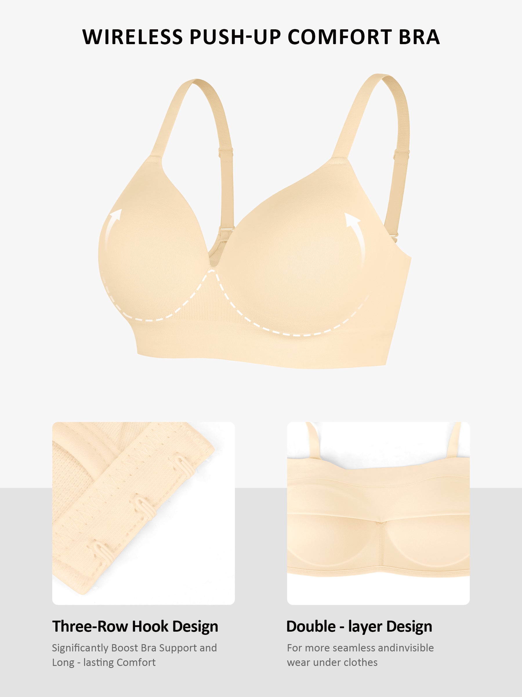 Wireless Push-Up Seamless Comfort Full Coverage Bra