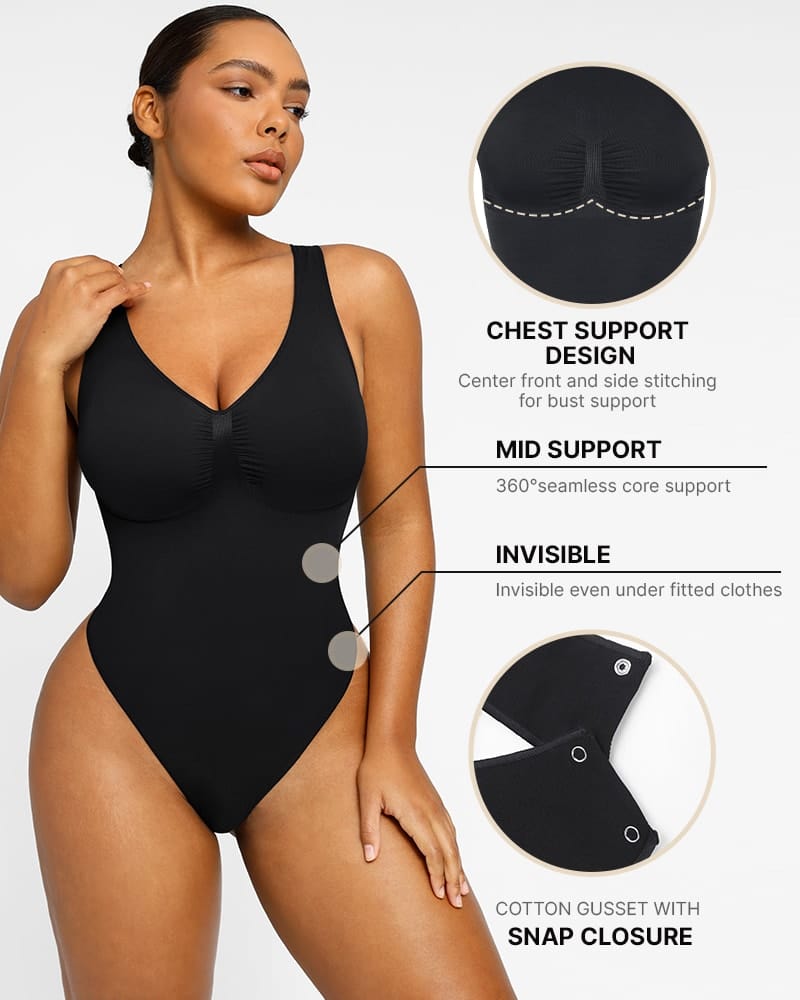Bare Essentials™ Skin Flow™ 2.0 V-Neck Thong Bodysuit
