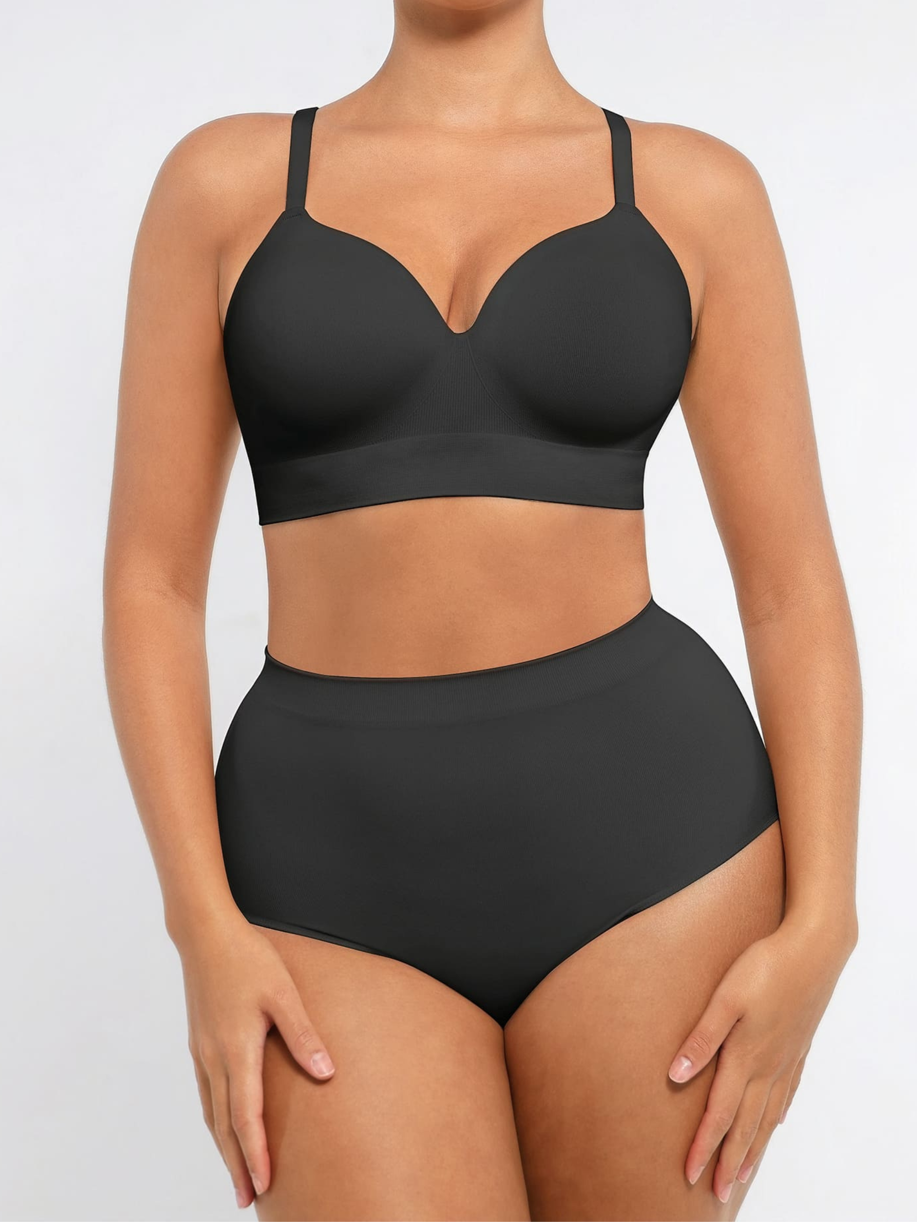LYA WEARS Wireless Push-Up Bra & Seamless Tummy Control Brief Set