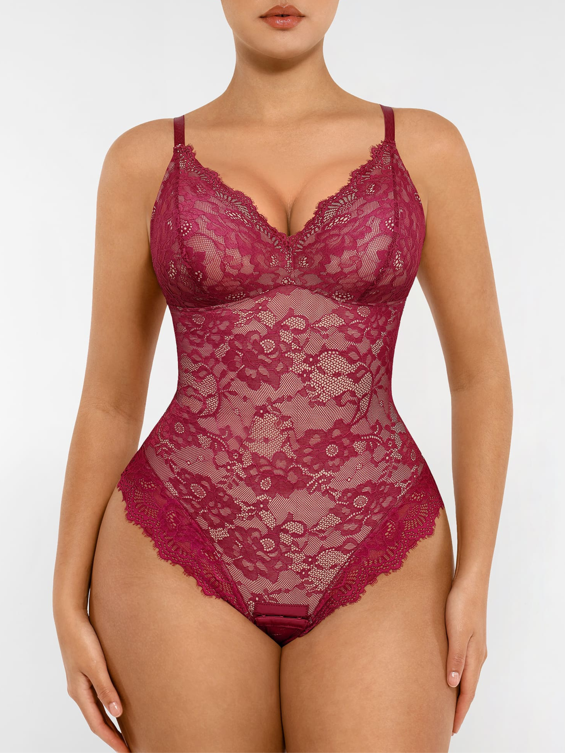 Lya wear Lace V Neck Full Bodysuit