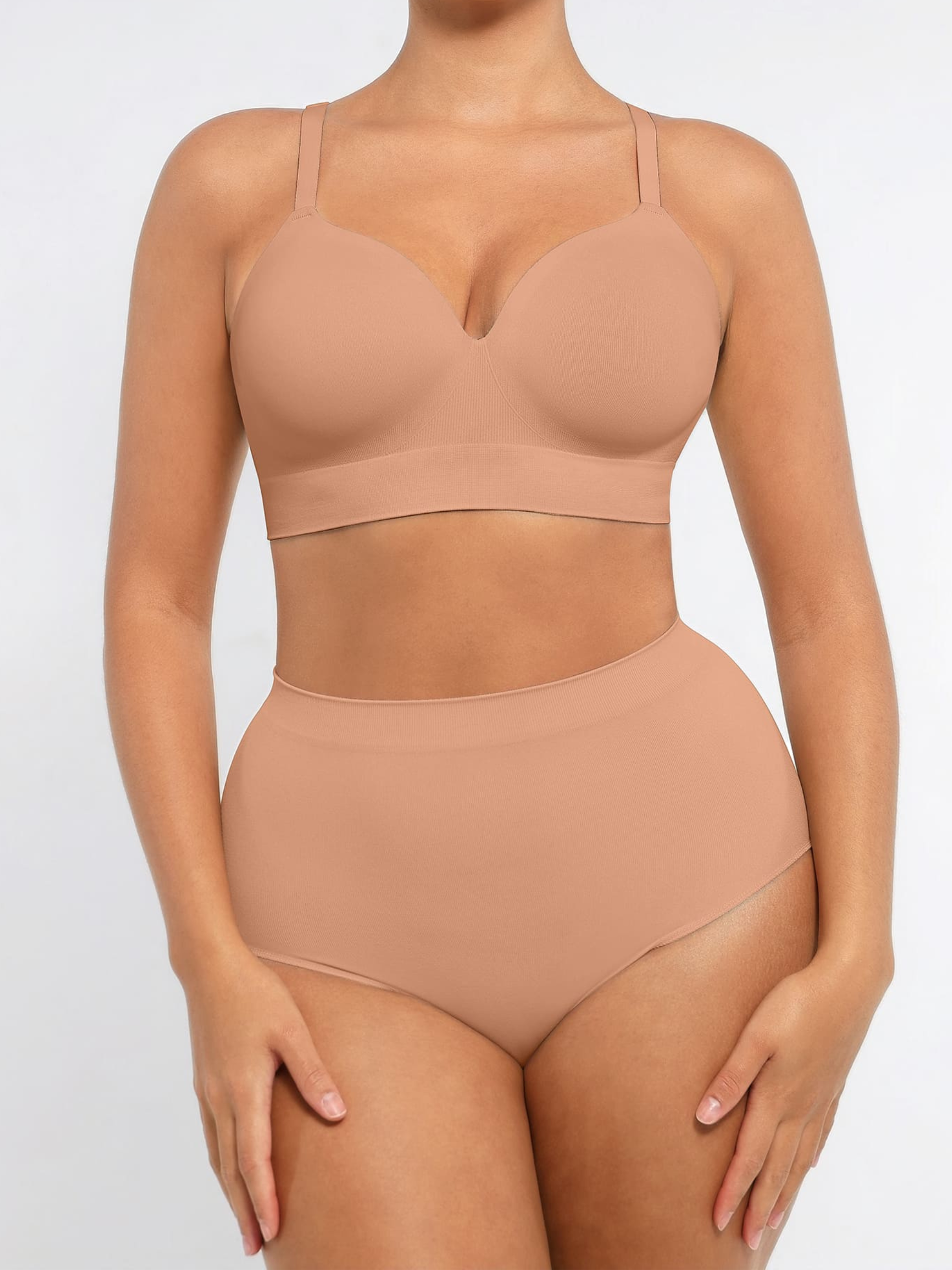 LYA WEARS Wireless Push-Up Bra & Seamless Tummy Control Brief Set