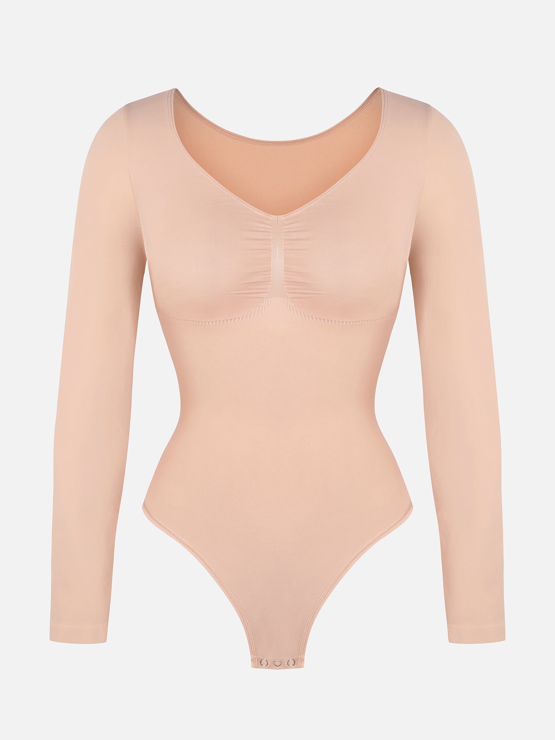 Seamless Long Sleeve Tummy Control Thong Bodysuit
