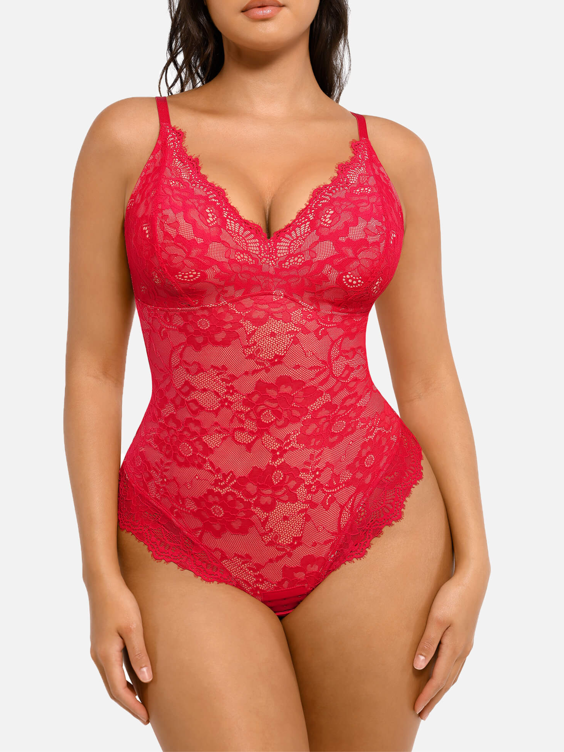 Lya wear Lace V Neck Full Bodysuit