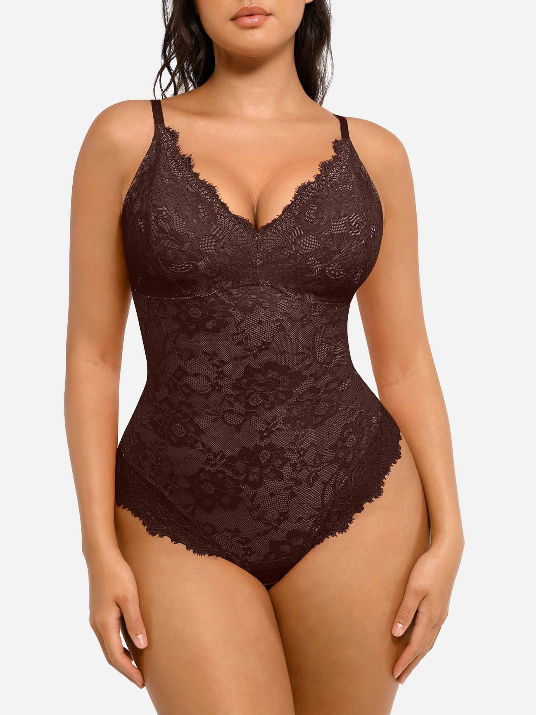 Lya wear Lace V Neck Full Bodysuit