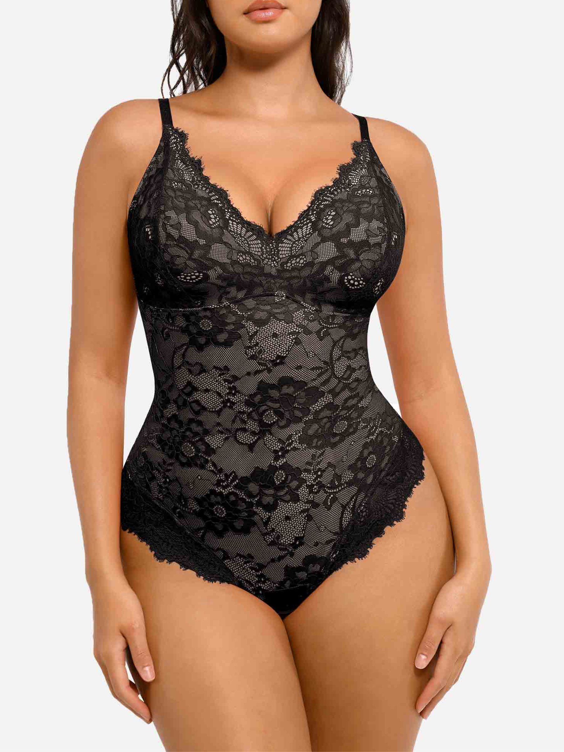 Lya wear Lace V Neck Full Bodysuit