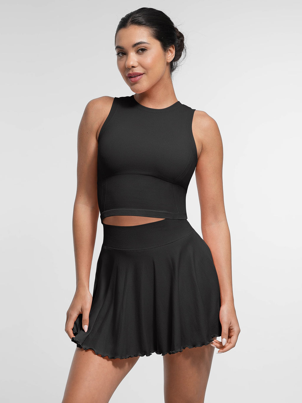 A-line Seamless Sports Skirt With Built-In Shorts