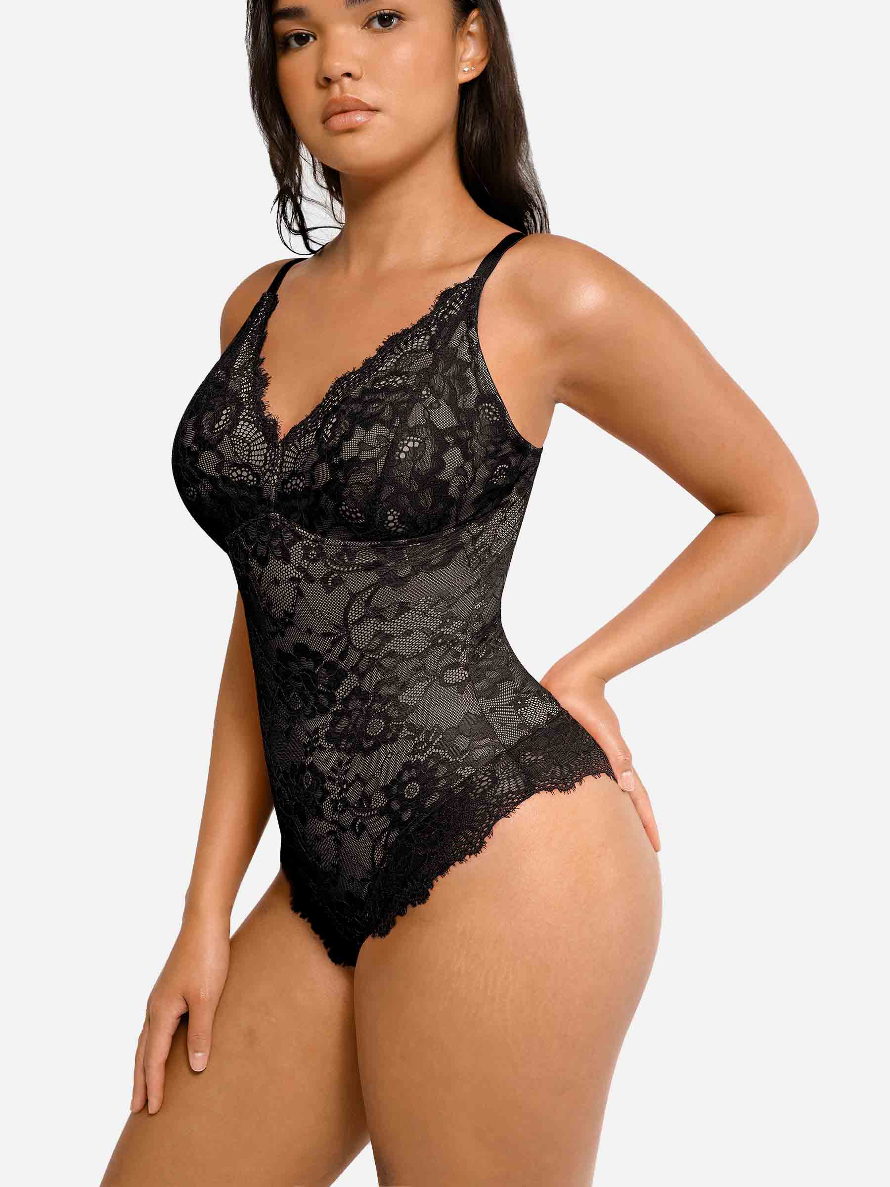 Lya wear Lace V Neck Full Bodysuit
