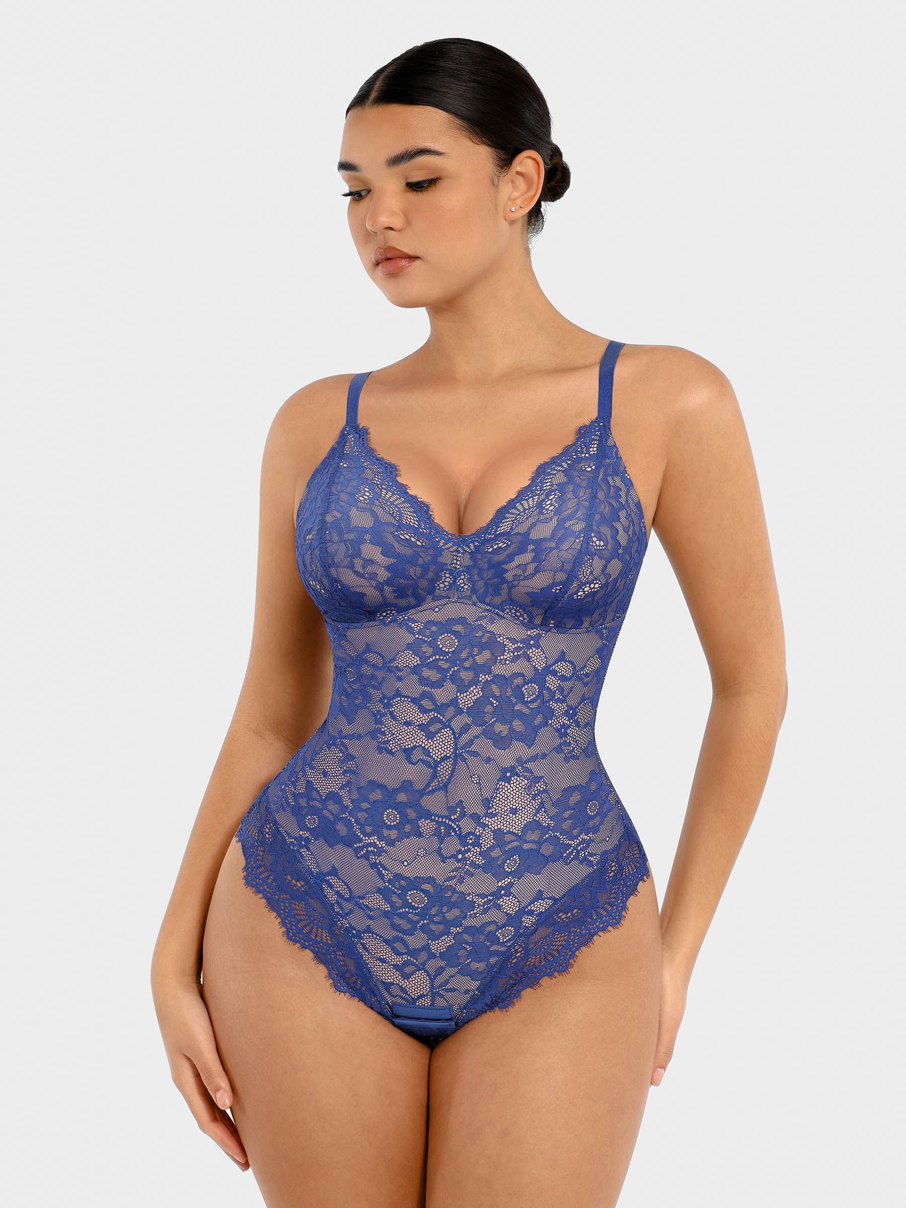 Lace V Neck Full Bodysuit