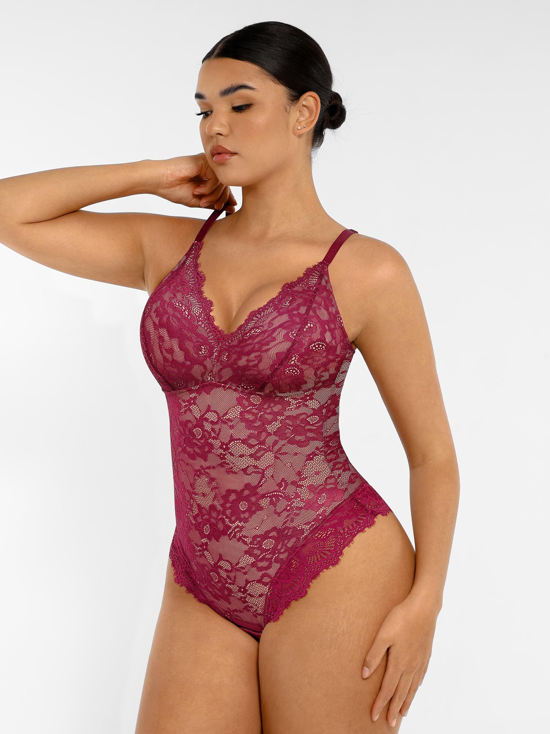 Lya wear Lace V Neck Full Bodysuit
