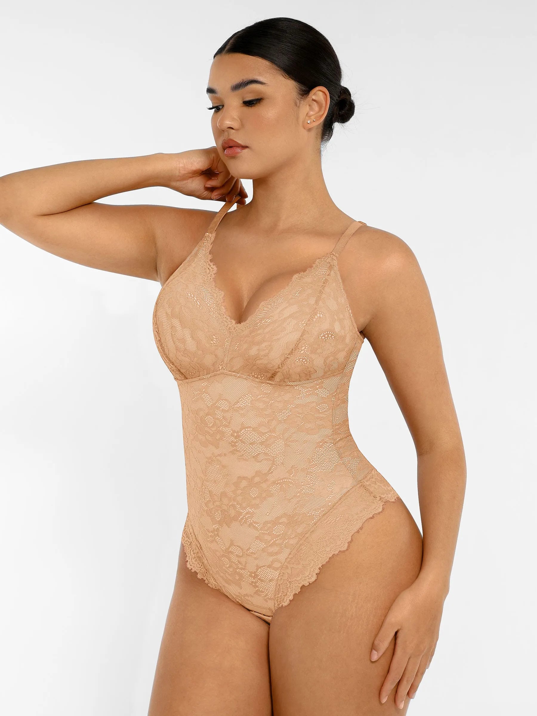 Lya wear Lace V Neck Full Bodysuit