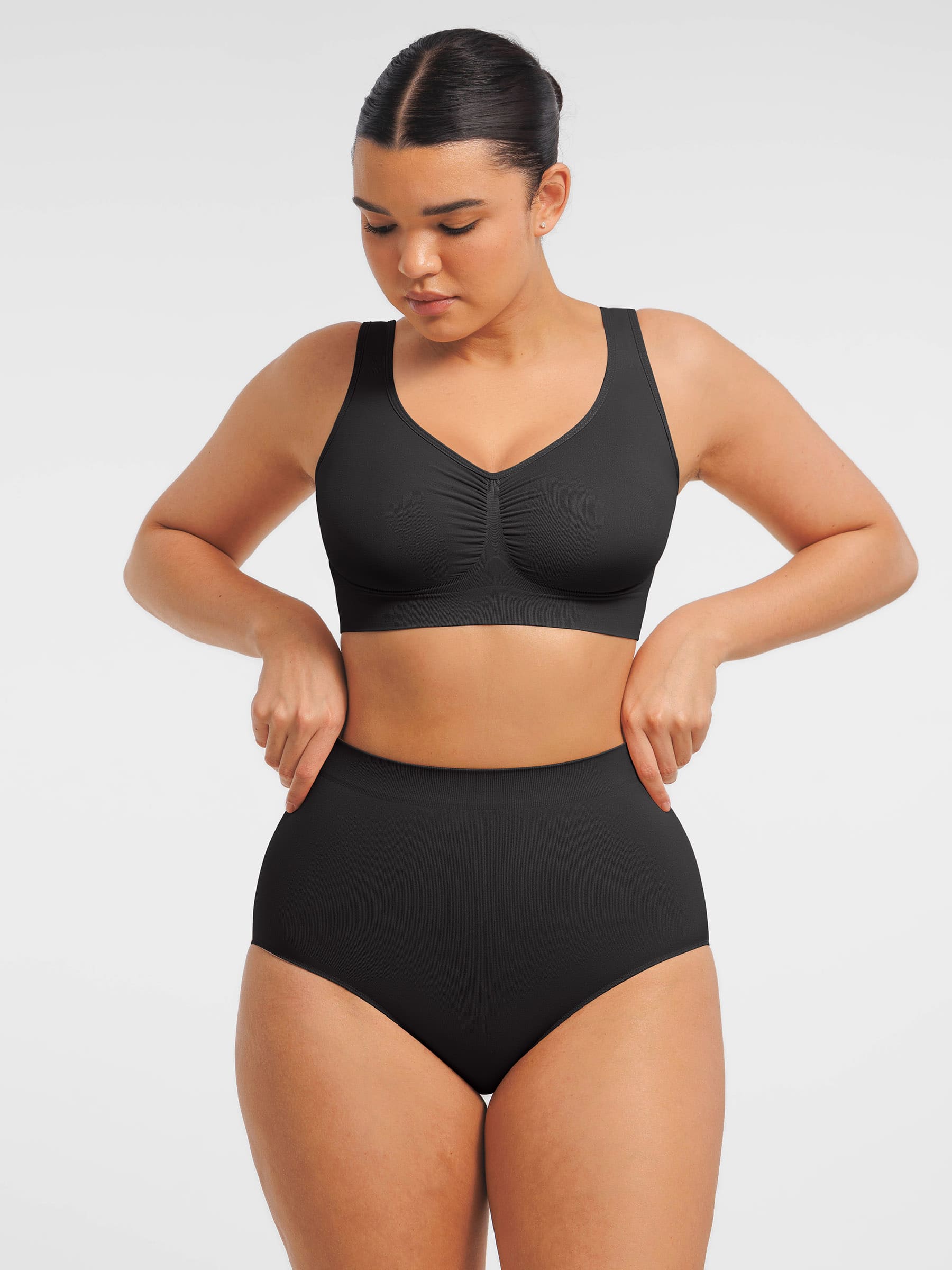 Seamless Wide Straps Bra  & Seamless Tummy Control Brief Set