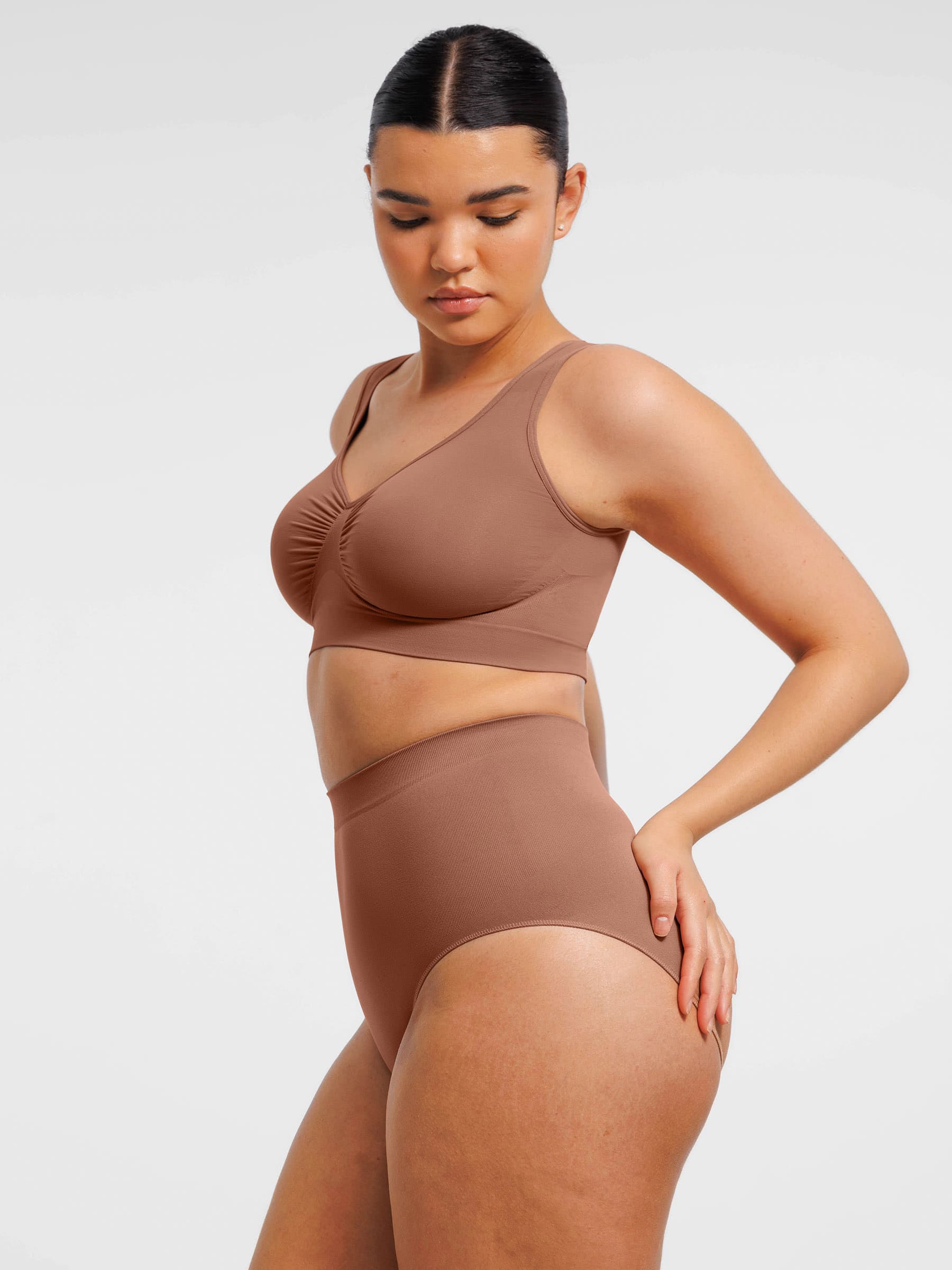 Seamless Wide Straps Bra  & Seamless Tummy Control Brief Set