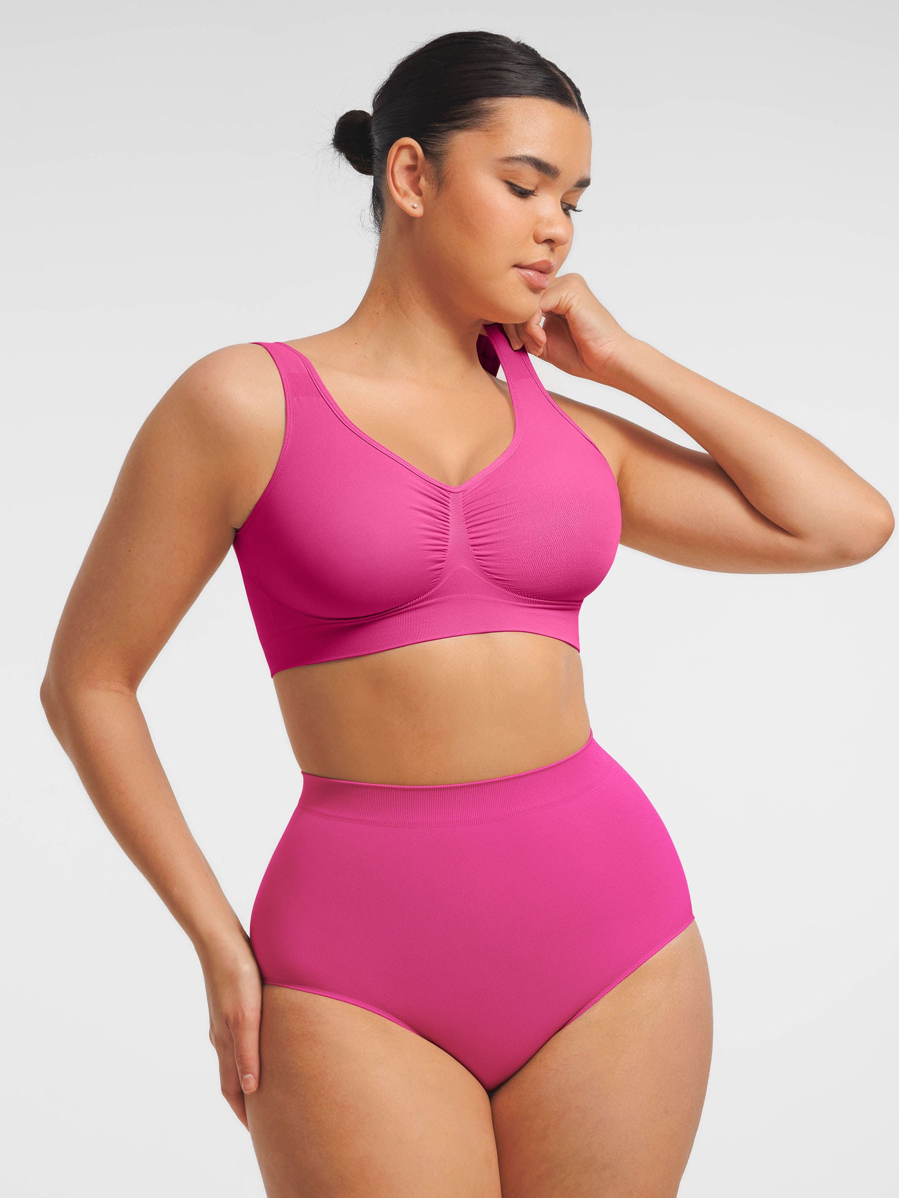 Seamless Wide Straps Bra  & Seamless Tummy Control Brief Set