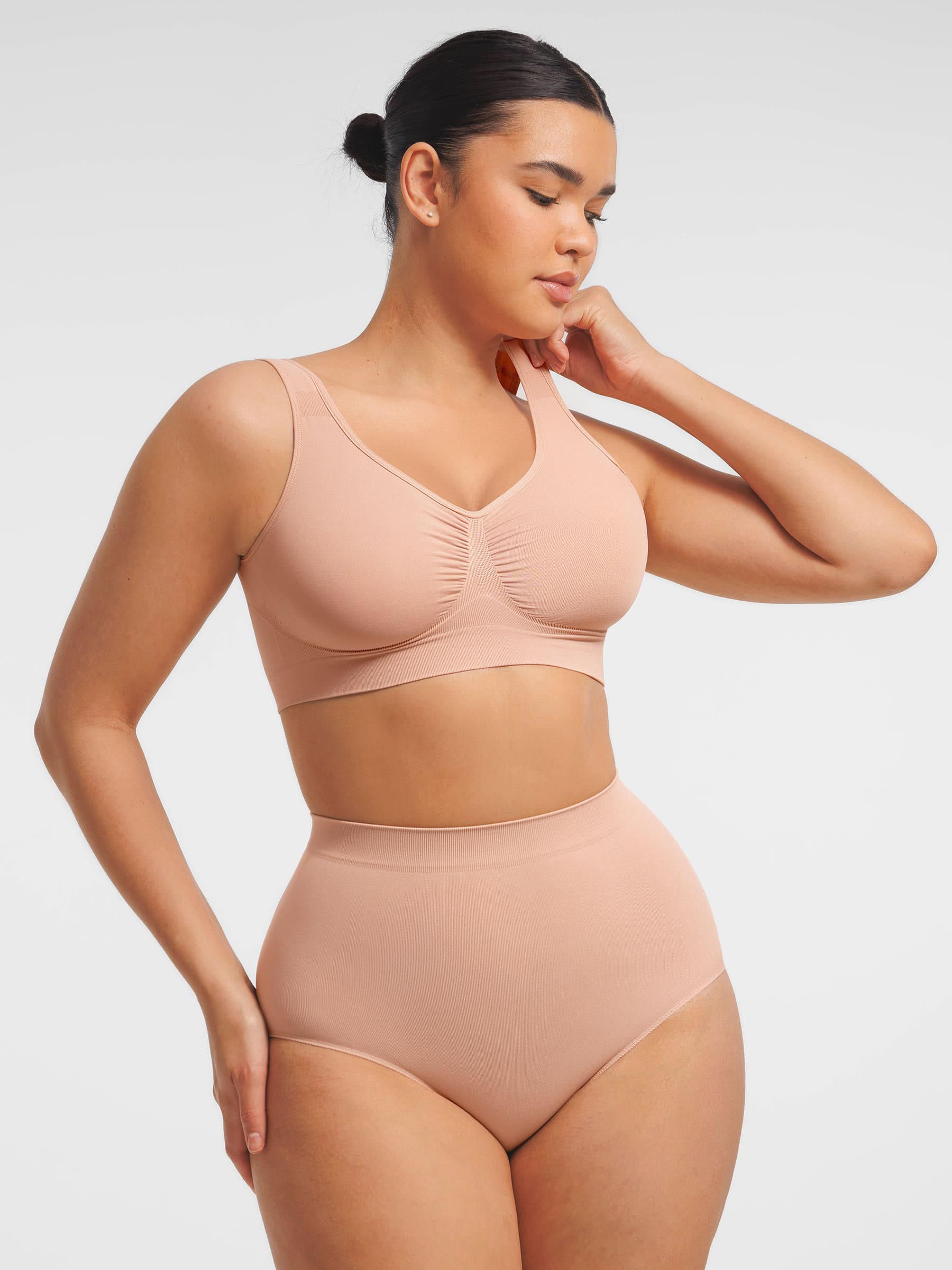 Seamless Wide Straps Bra  & Seamless Tummy Control Brief Set