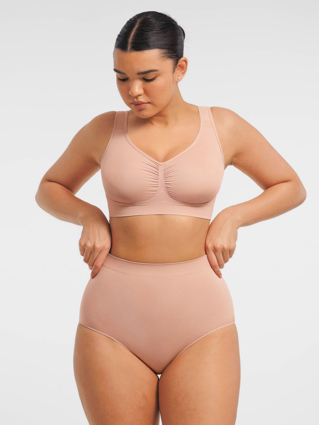 Seamless Wide Straps Bra  & Seamless Tummy Control Brief Set