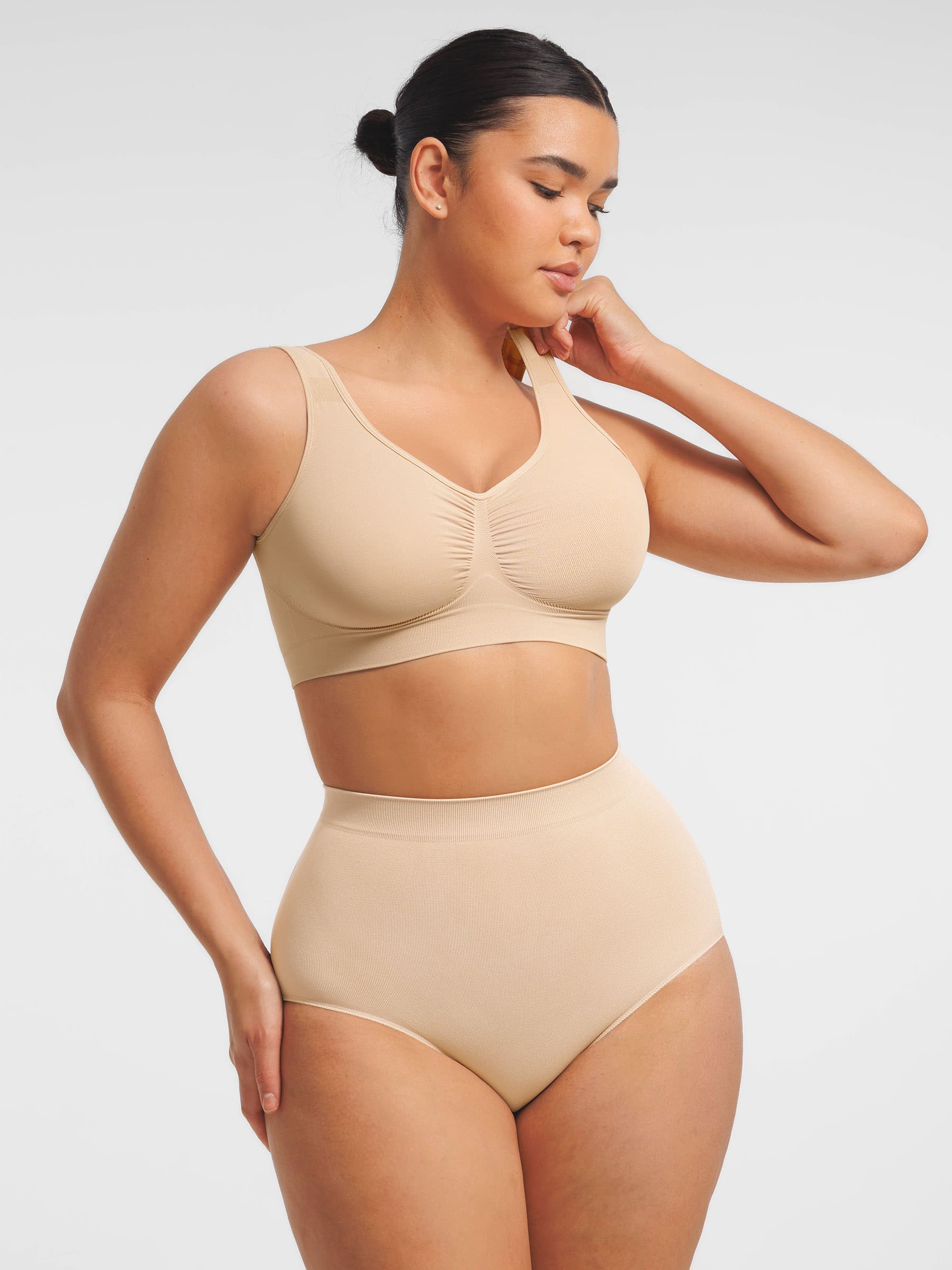 Seamless Wide Straps Bra  & Seamless Tummy Control Brief Set