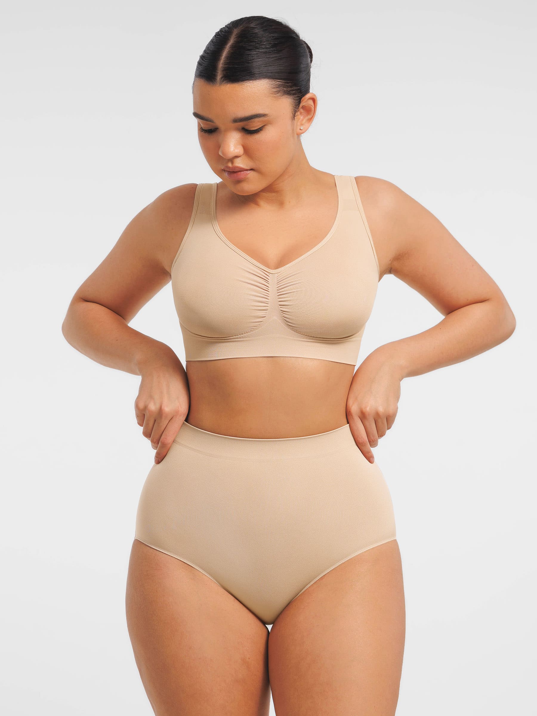Seamless Wide Straps Bra  & Seamless Tummy Control Brief Set