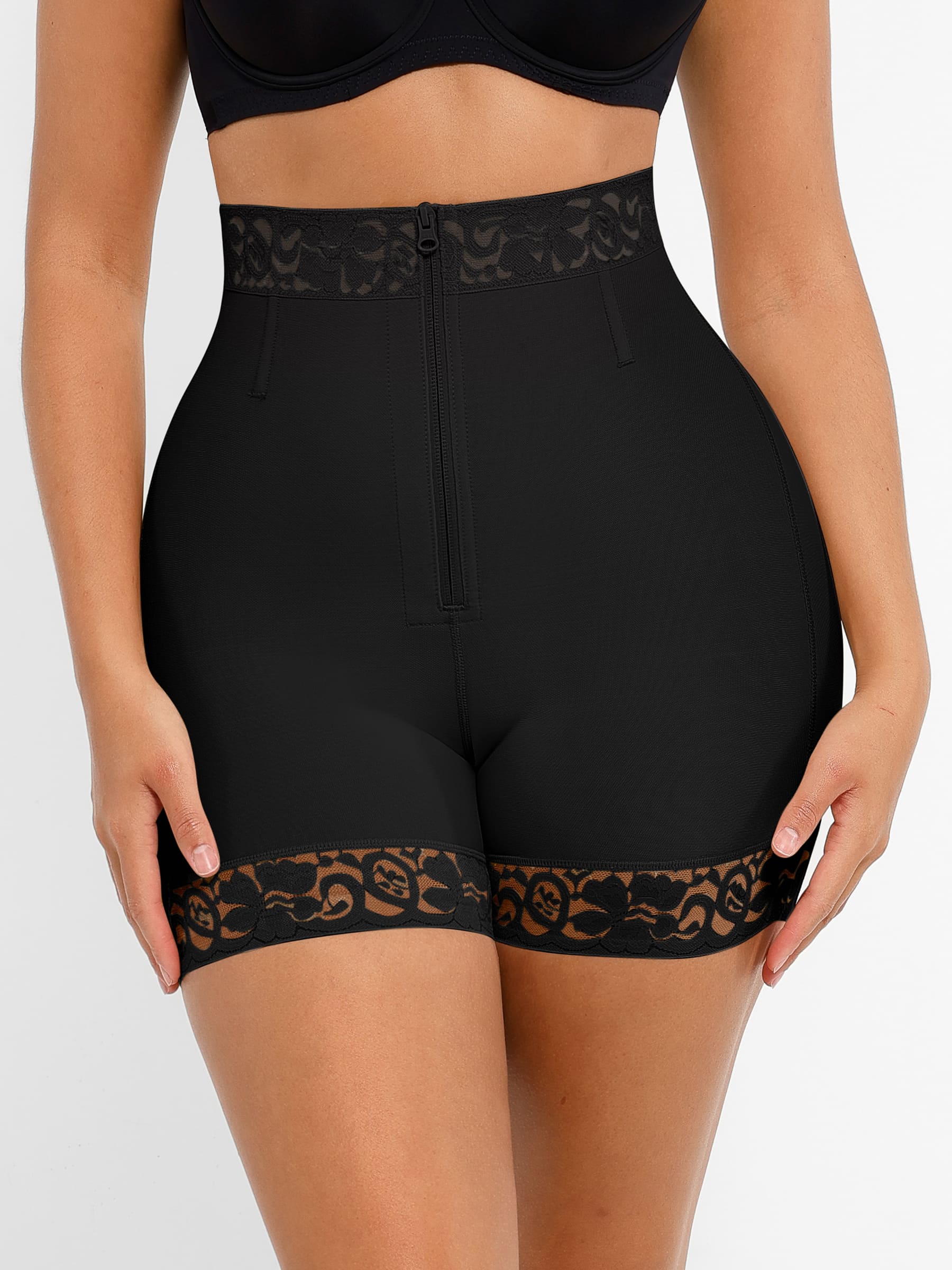 Tummy Control Shaping Shorts Butt Lifter with Clasps and Zipper