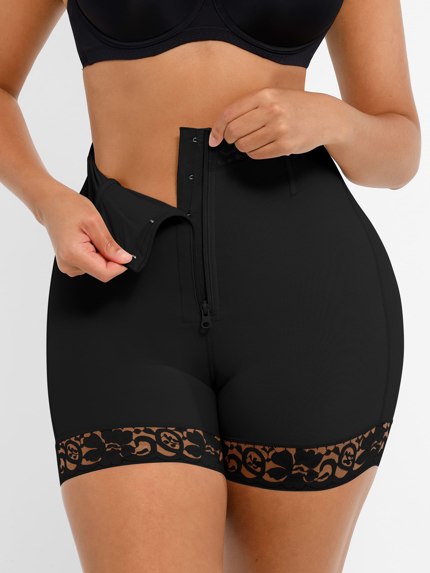 Tummy Control Shaping Shorts Butt Lifter with Clasps and Zipper