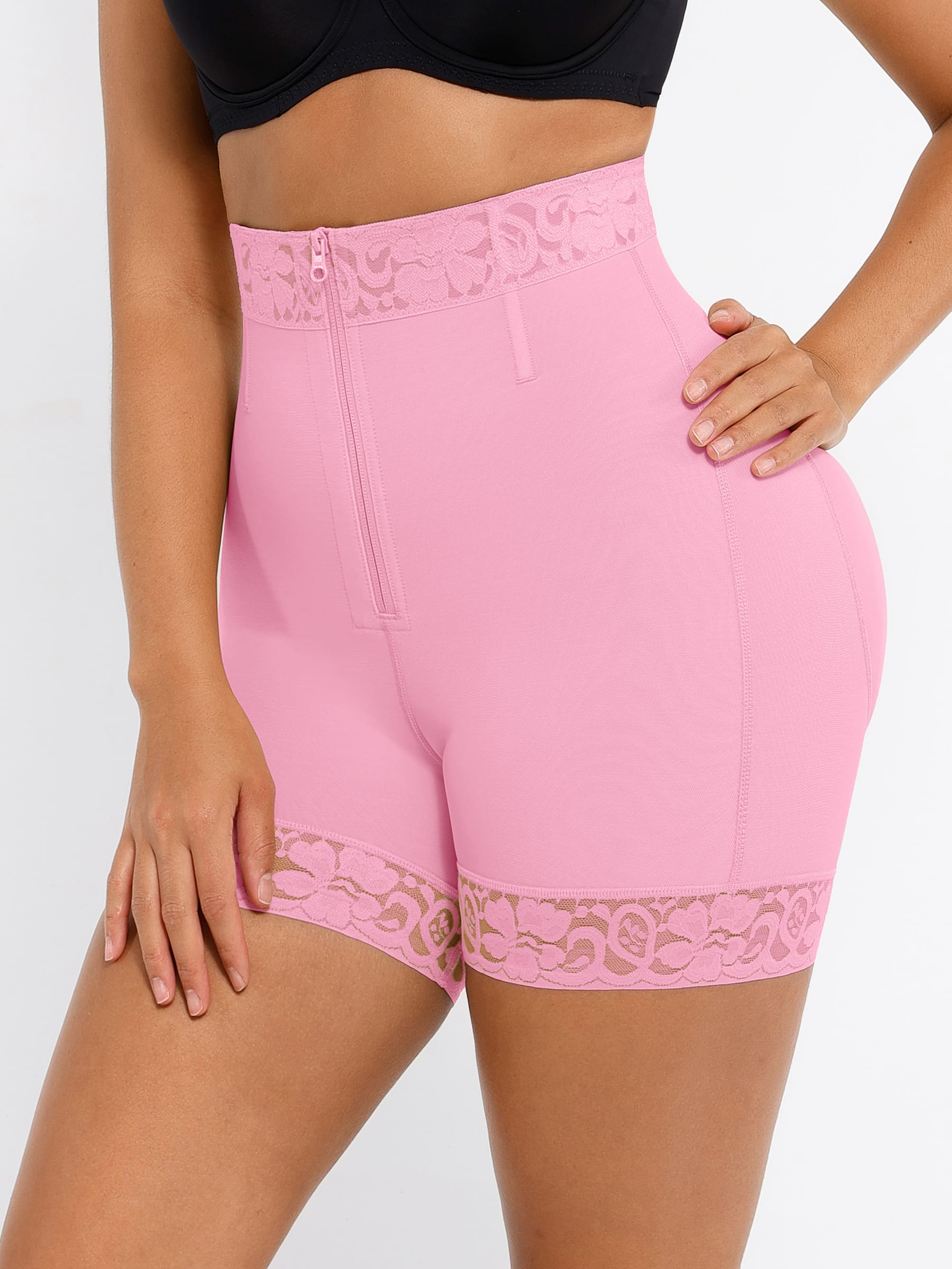 Tummy Control Shaping Shorts Butt Lifter with Clasps and Zipper