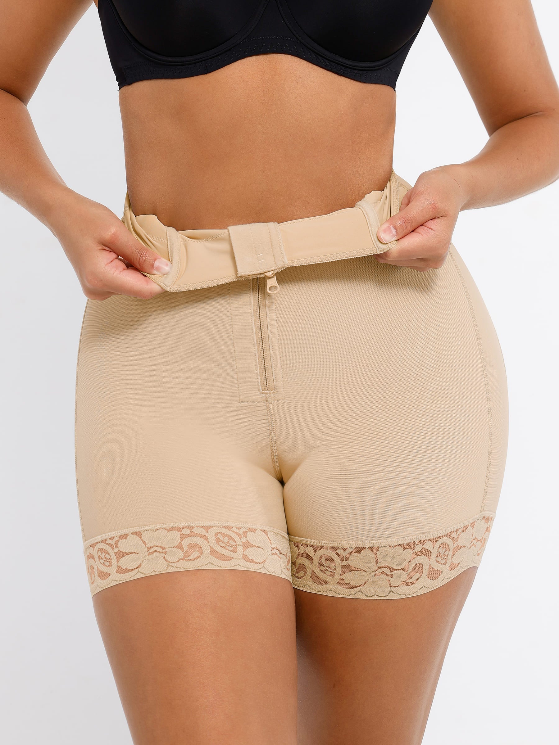 Tummy Control Shaping Shorts Butt Lifter with Clasps and Zipper