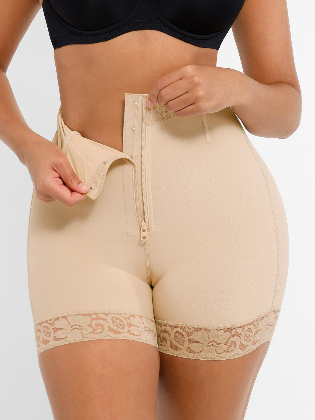 Tummy Control Shaping Shorts Butt Lifter with Clasps and Zipper