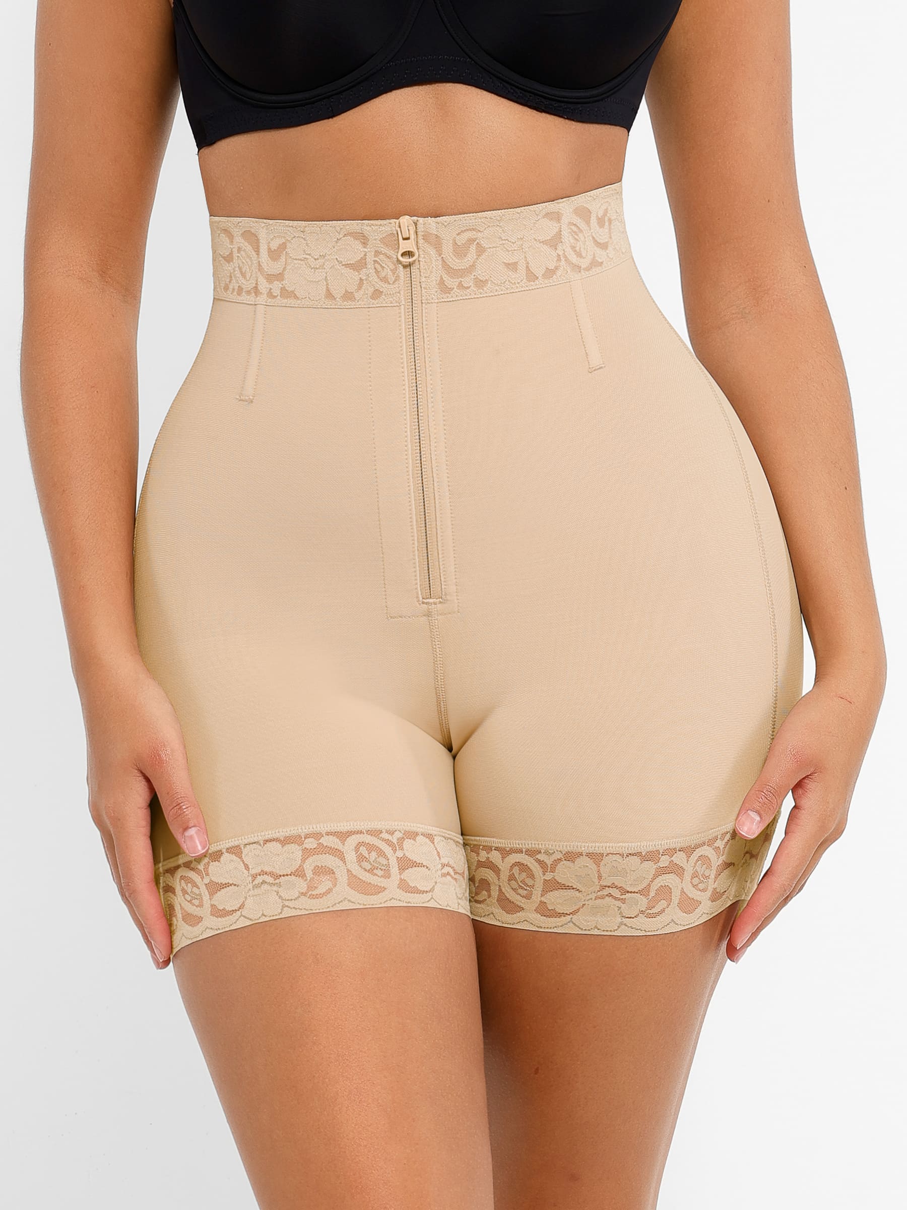 Tummy Control Shaping Shorts Butt Lifter with Clasps and Zipper