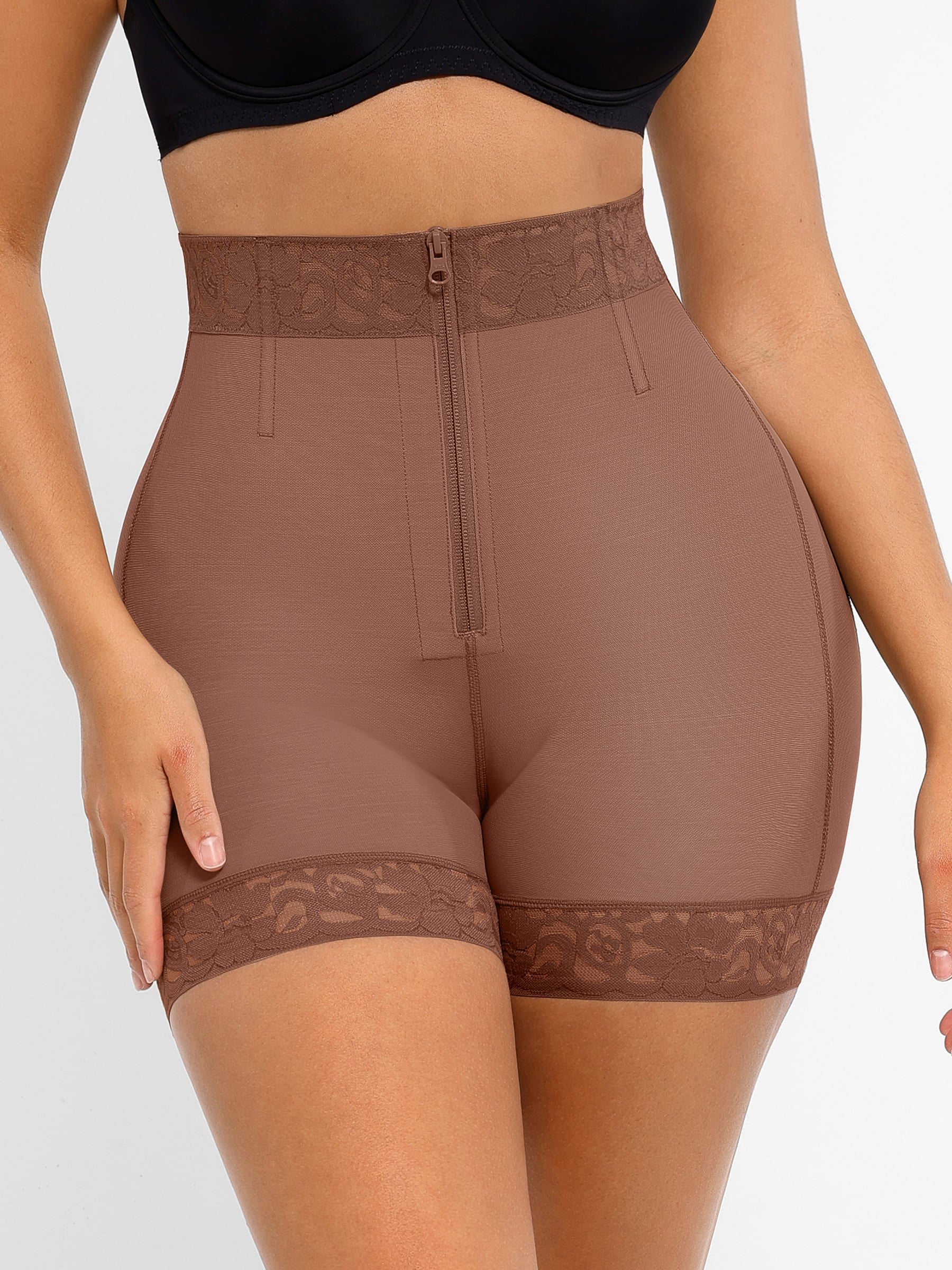 Tummy Control Shaping Shorts Butt Lifter with Clasps and Zipper