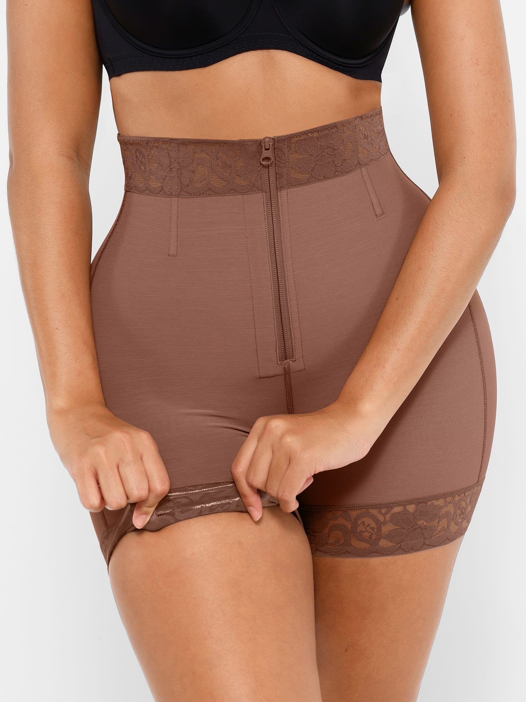 Tummy Control Shaping Shorts Butt Lifter with Clasps and Zipper