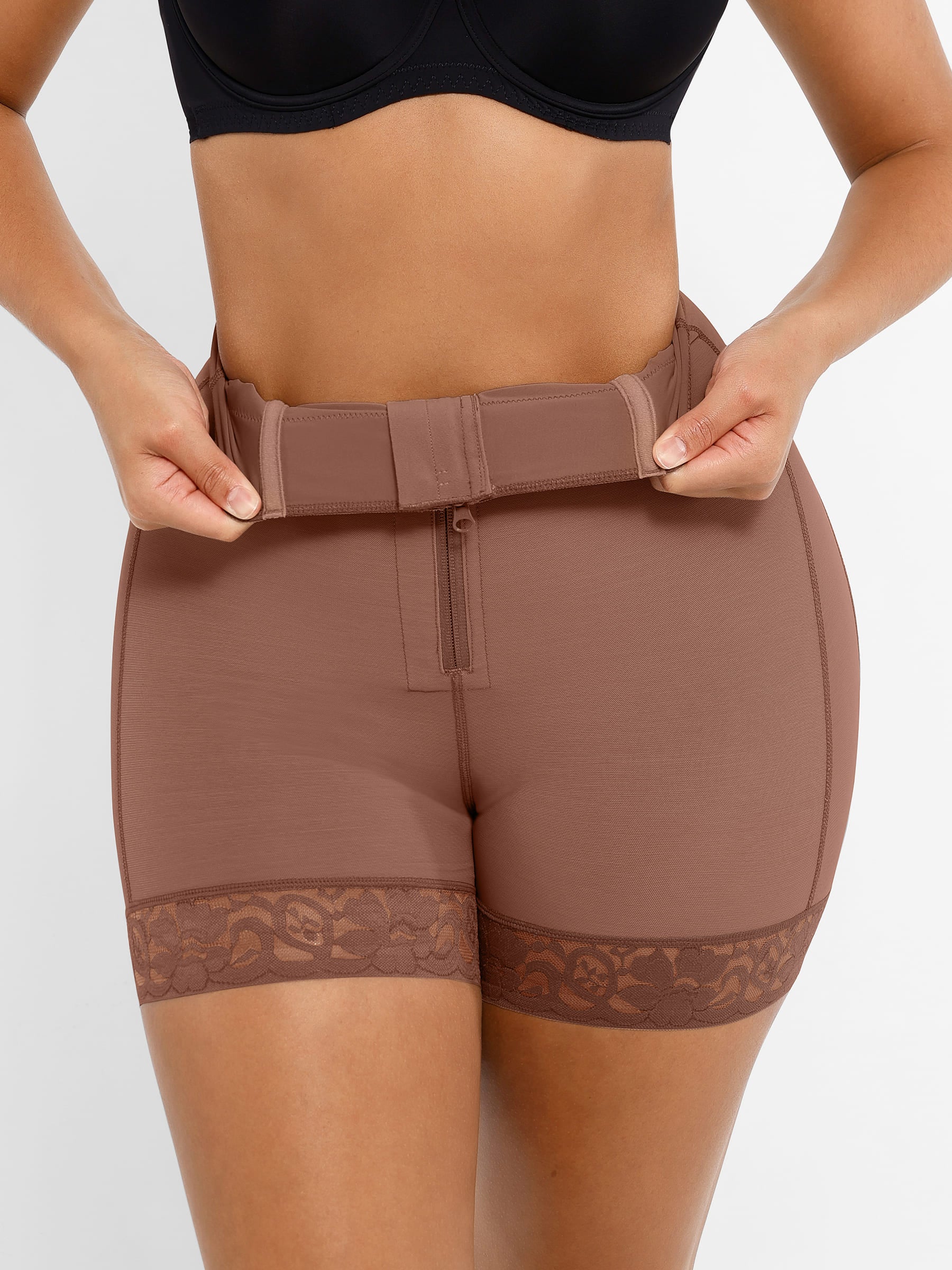 Tummy Control Shaping Shorts Butt Lifter with Clasps and Zipper