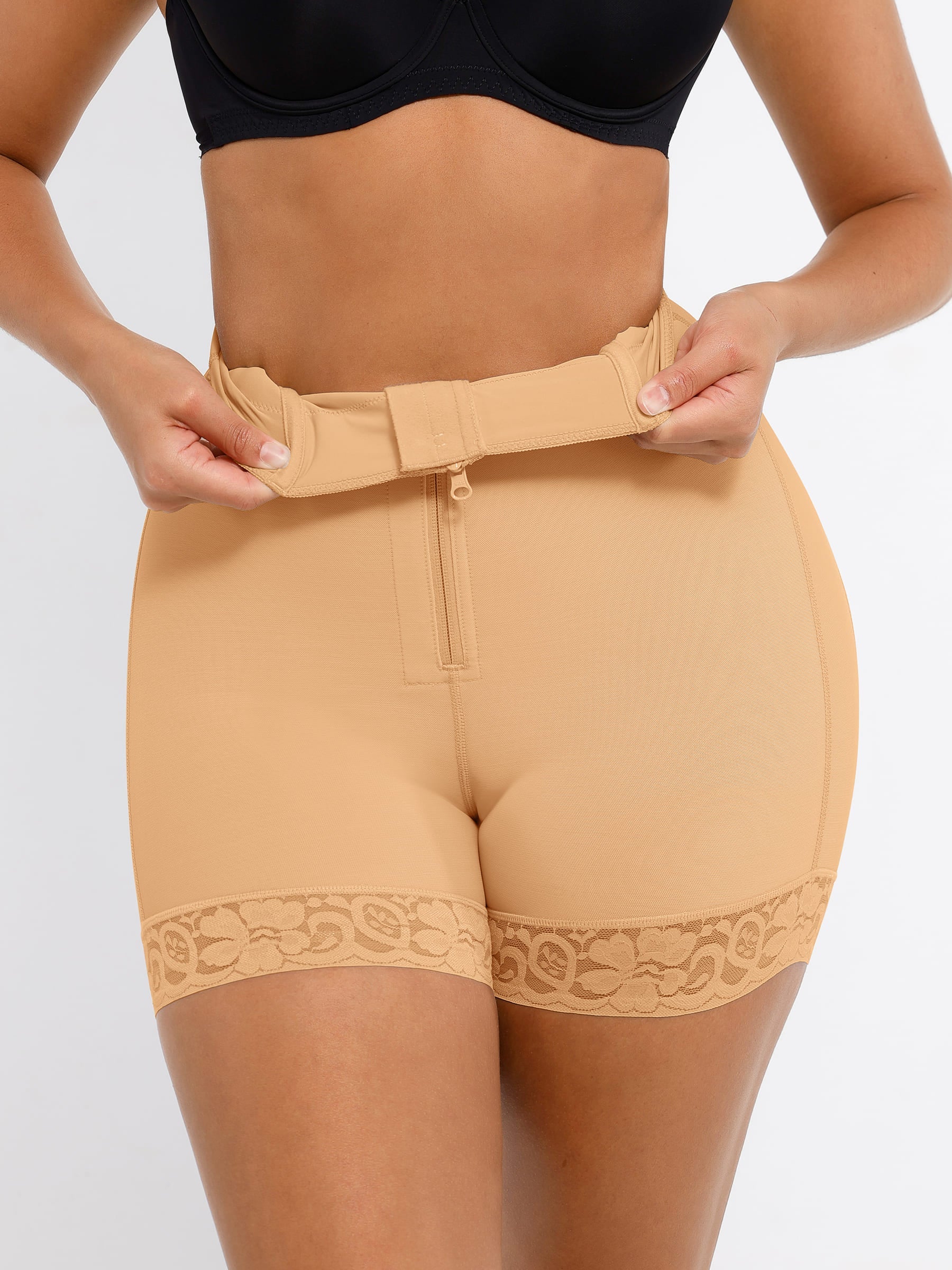 Tummy Control Shaping Shorts Butt Lifter with Clasps and Zipper