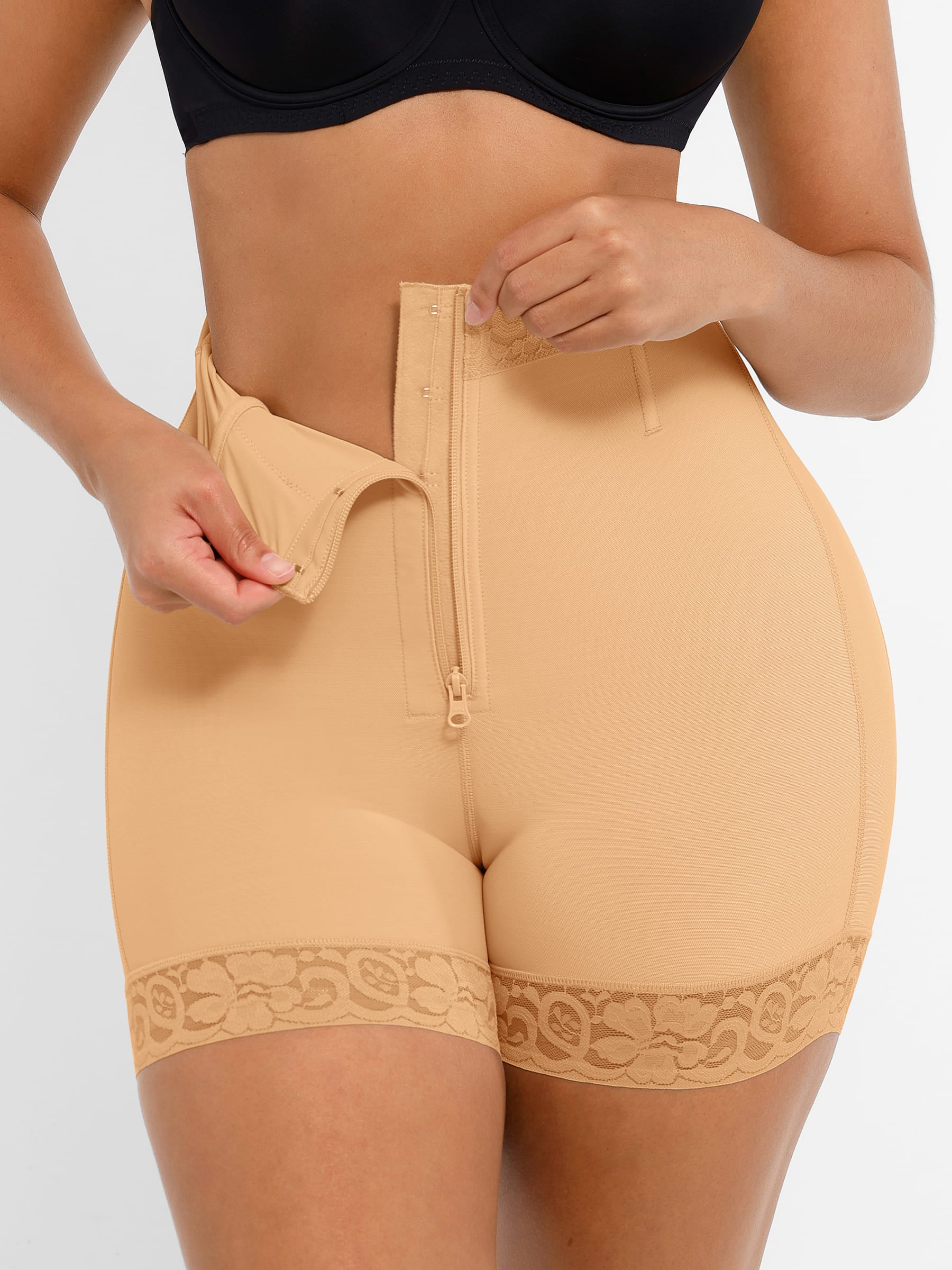 Tummy Control Shaping Shorts Butt Lifter with Clasps and Zipper