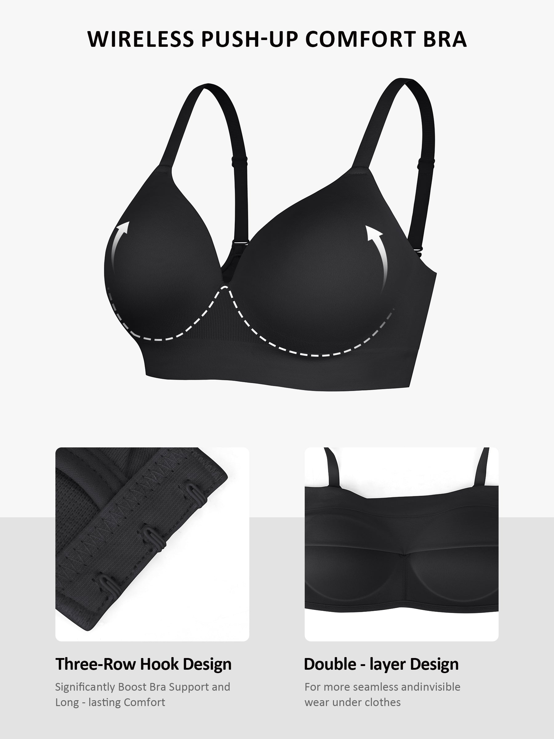Wireless Push-Up Seamless Comfort Full Coverage Bra