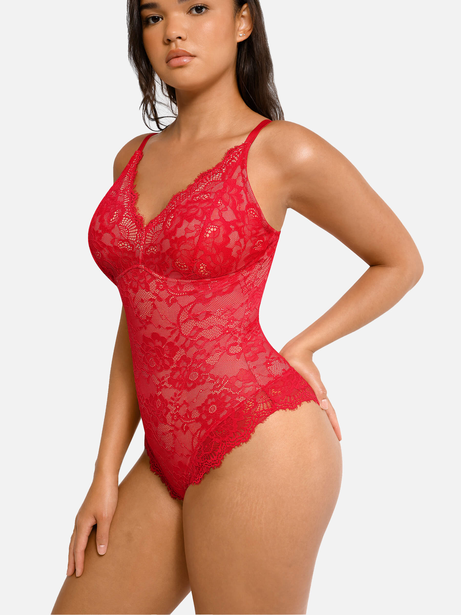 Lya wear Lace V Neck Full Bodysuit