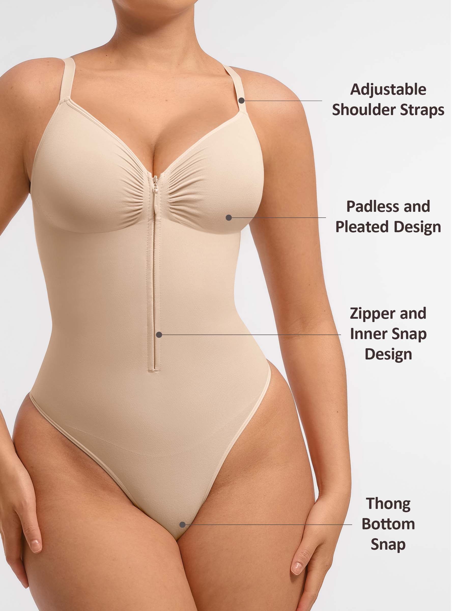 Lyawears Tummy Control Seamless Zipper Shaping Bodysuit