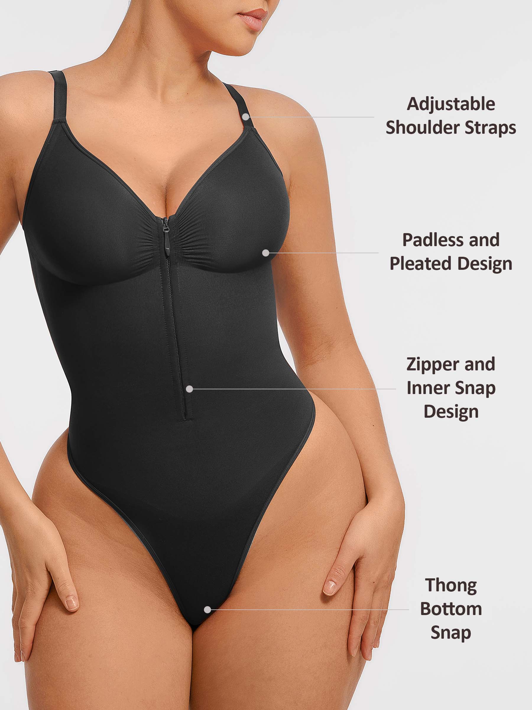 Lyawears Tummy Control Seamless Zipper Shaping Bodysuit
