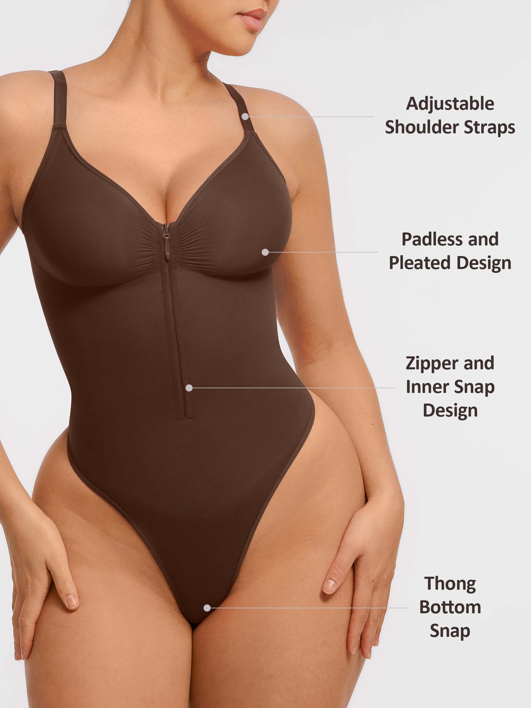 Lyawears Tummy Control Seamless Zipper Shaping Bodysuit