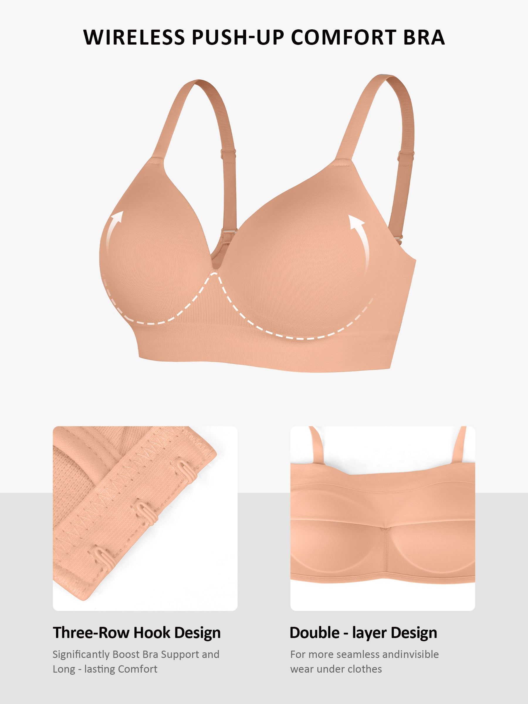 Wireless Push-Up Seamless Comfort Full Coverage Bra
