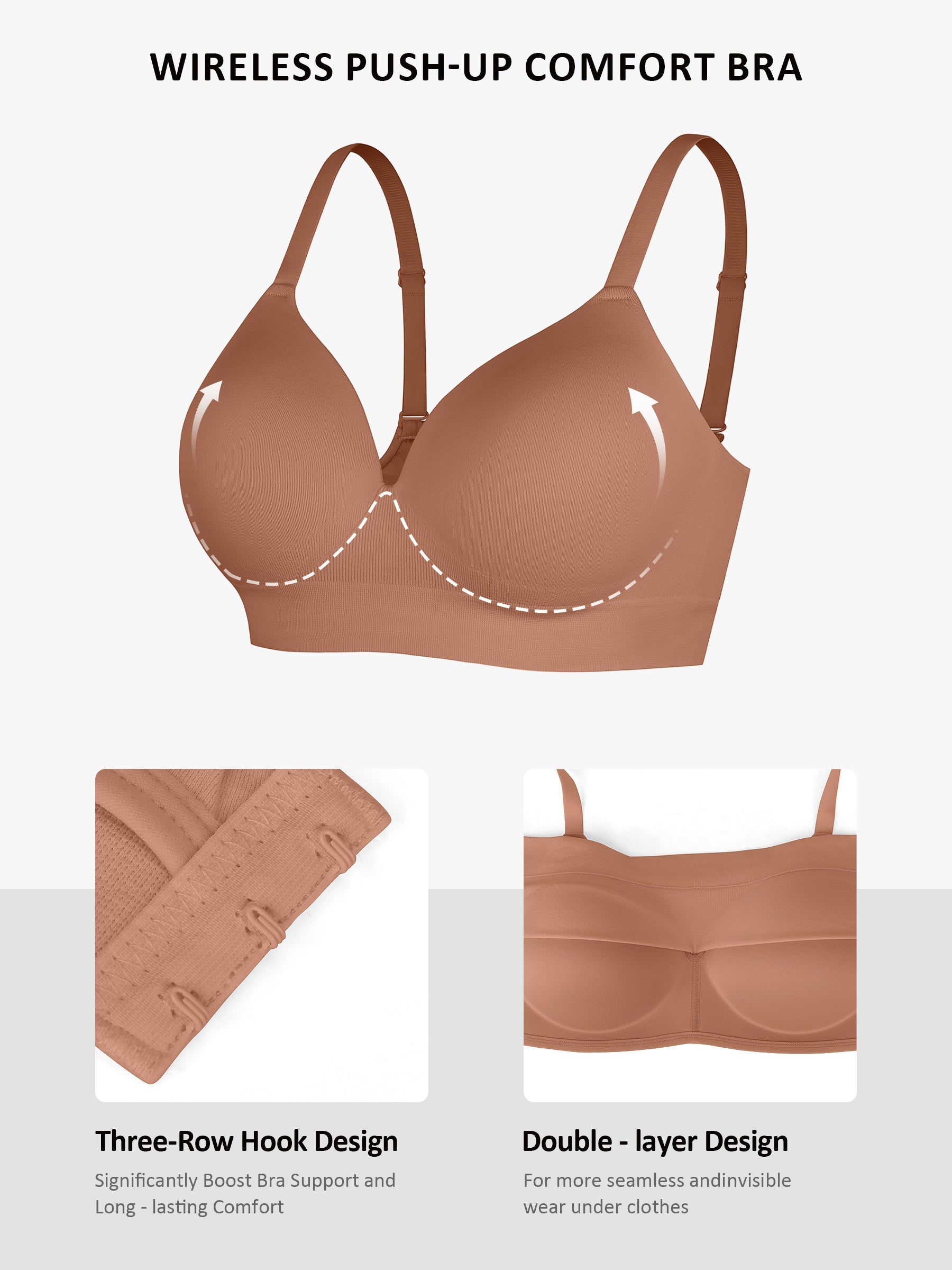 Wireless Push-Up Seamless Comfort Full Coverage Bra