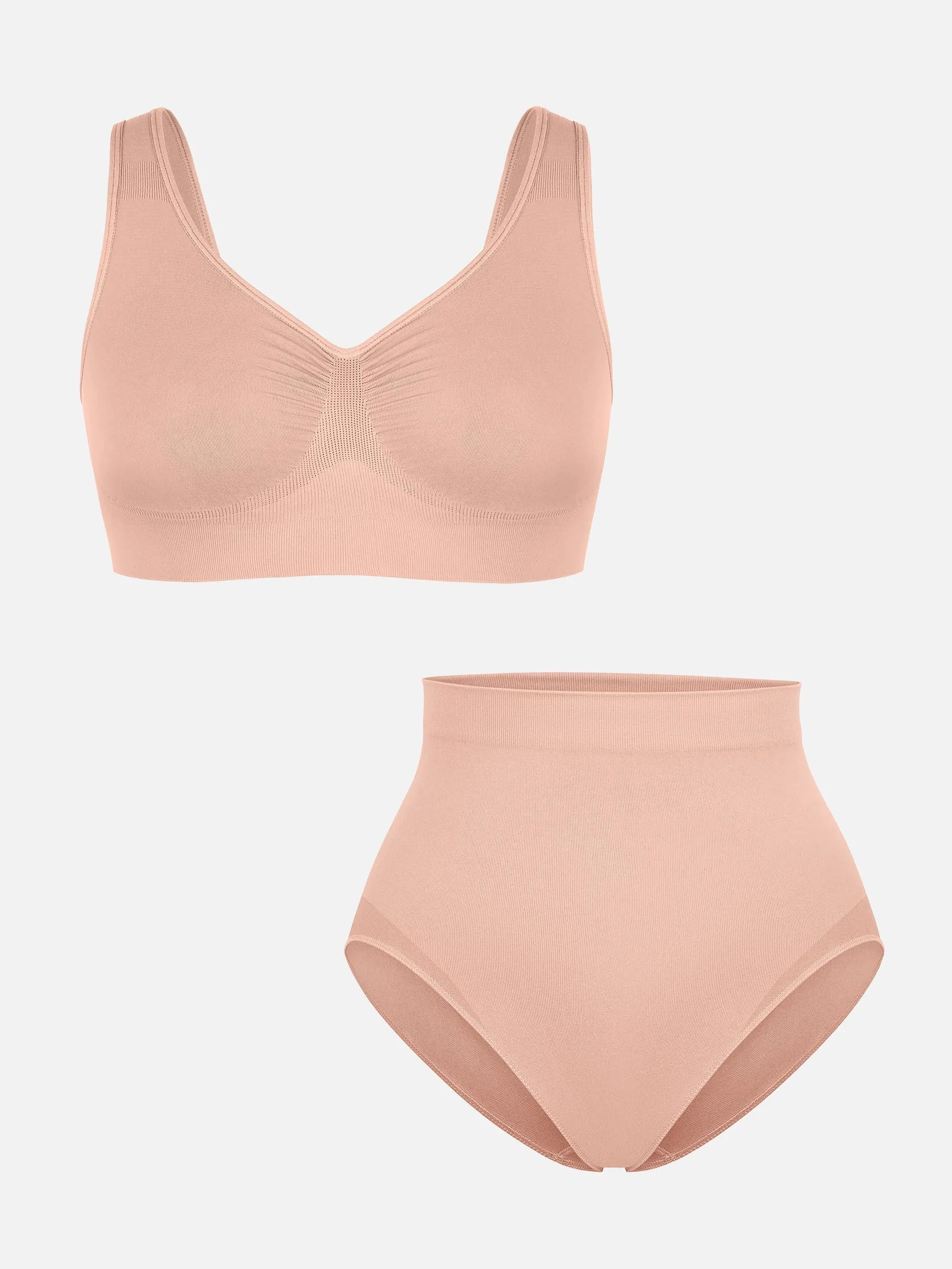 Seamless Wide Straps Bra  & Seamless Tummy Control Brief Set