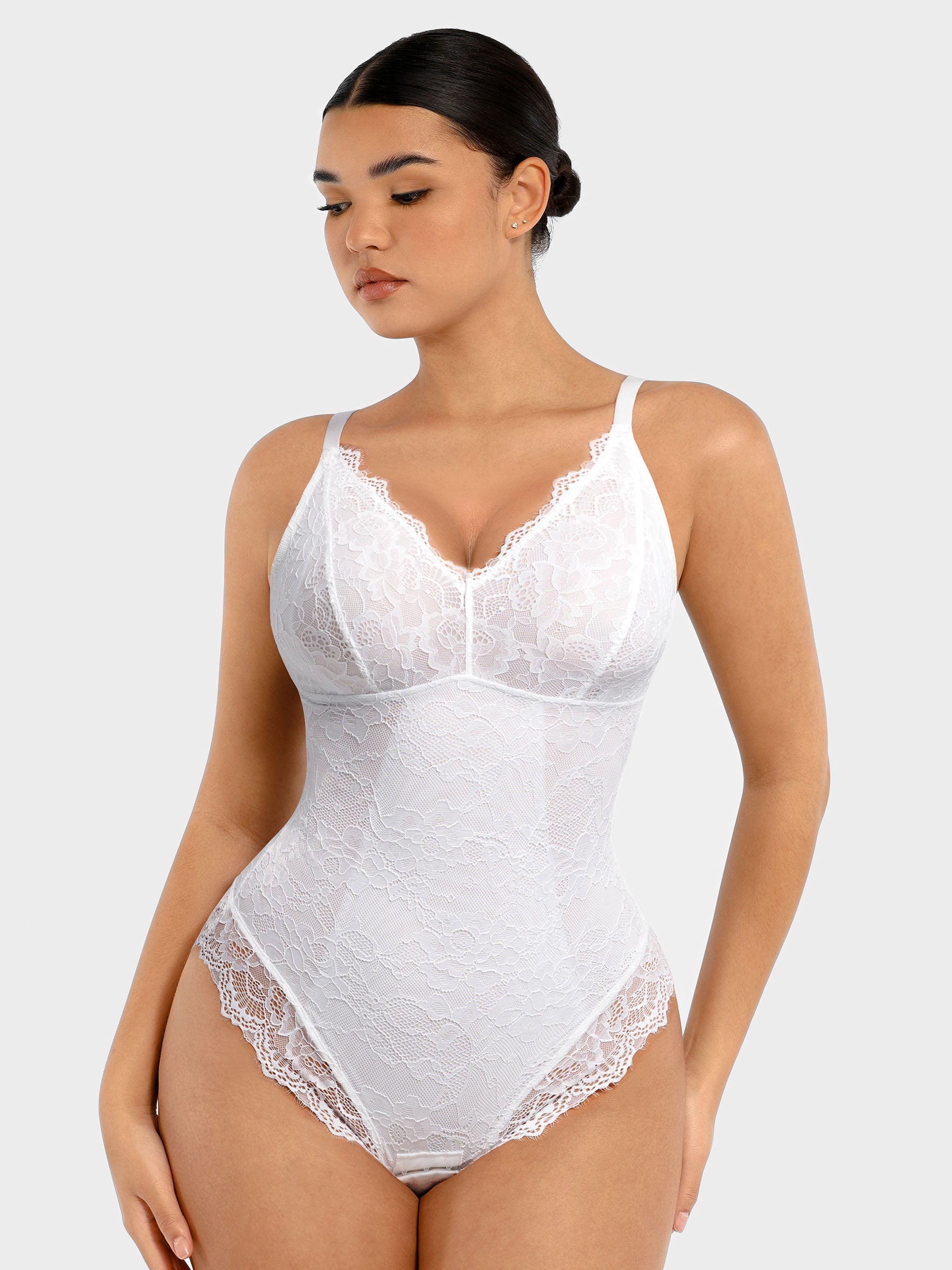 Lya wear Lace V Neck Full Bodysuit
