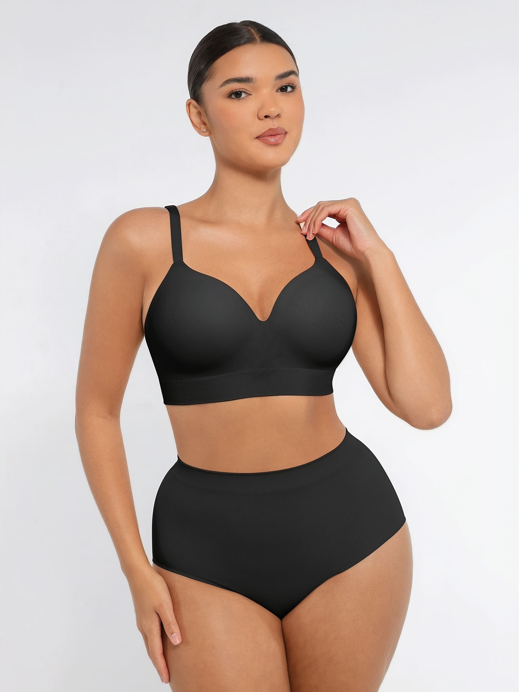 LYA WEARS Wireless Push-Up Bra & Seamless Tummy Control Brief Set